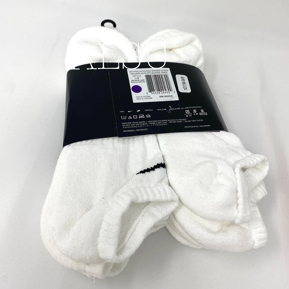 Nike Everyday Cotton Cushioned 6Pack Socks White M - Picture 2 of 7